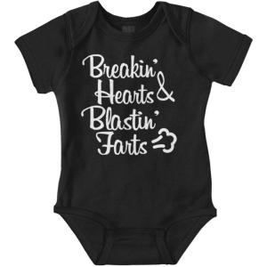 Breakin Hearts Blastin Funny Silly Baby Romper Boys or Girls(Black)