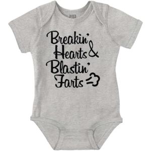 Breakin Hearts Blastin Funny Silly Baby Romper Boys or Girls(Heather)