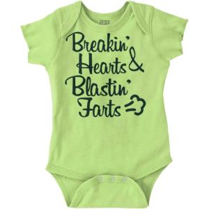 Breakin Hearts Blastin Funny Silly Baby Romper Boys or Girls(Key Lime)