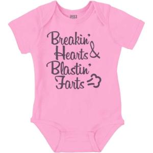 Breakin Hearts Blastin Funny Silly Baby Romper Boys or Girls(Pink)