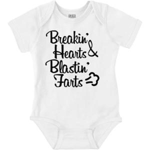 Breakin Hearts Blastin Funny Silly Baby Romper Boys or Girls(White)