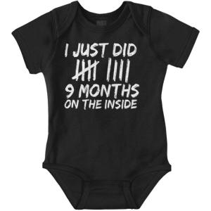 Brisco Brands 9 Months On The Inside Tally Marks Baby Romper Boys or Girls(Black)