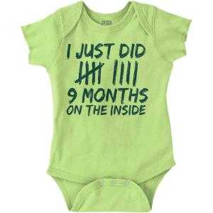 Brisco Brands 9 Months On The Inside Tally Marks Baby Romper Boys or Girls(Key Lime)