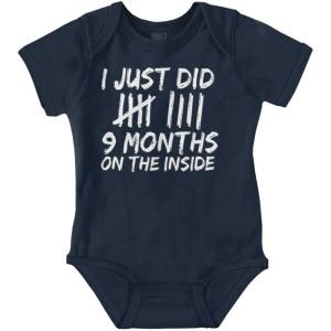 Brisco Brands 9 Months On The Inside Tally Marks Baby Romper Boys or Girls(Navy)