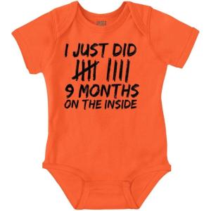 Brisco Brands 9 Months On The Inside Tally Marks Baby Romper Boys or Girls(Orange)