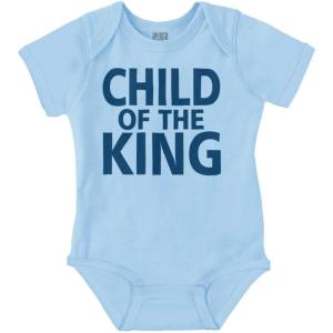 Brisco Brands Child of the King Christian Religious Baby Romper Boys or Girls(Light Blue)