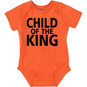 Brisco Brands Child of the King Christian Religious Baby Romper Boys or Girls(Orange)