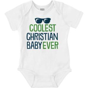 Brisco Brands Coolest Christian Baby Ever Religious Baby Romper Boys or Girls(White)