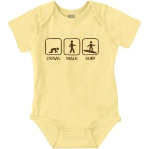 Brisco Brands Crawl Walk Surf Baby Romper Boys or Girls(Banana)
