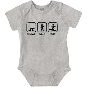 Brisco Brands Crawl Walk Surf Baby Romper Boys or Girls(Heather)