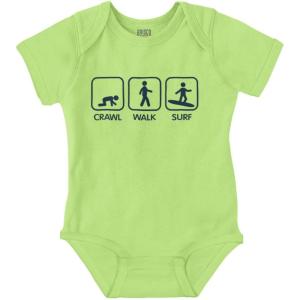 Brisco Brands Crawl Walk Surf Baby Romper Boys or Girls(Key Lime)