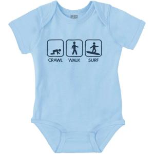 Brisco Brands Crawl Walk Surf Baby Romper Boys or Girls(Light Blue)