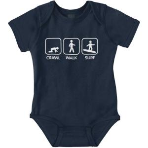 Brisco Brands Crawl Walk Surf Baby Romper Boys or Girls(Navy)