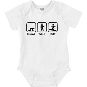Brisco Brands Crawl Walk Surf Baby Romper Boys or Girls(White)