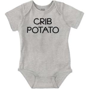 Brisco Brands Crib Couch Potato Lazy Cute Funny Baby Romper Boys or Girls(Heather)
