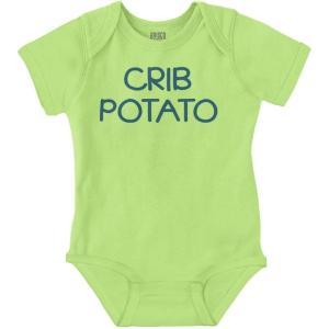 Brisco Brands Crib Couch Potato Lazy Cute Funny Baby Romper Boys or Girls(Key Lime)