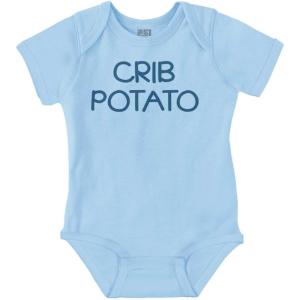 Brisco Brands Crib Couch Potato Lazy Cute Funny Baby Romper Boys or Girls(Light Blue)