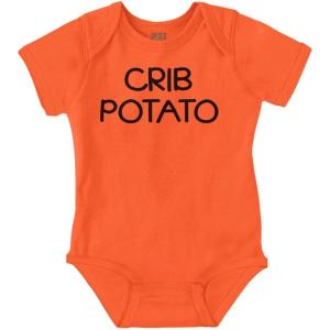 Brisco Brands Crib Couch Potato Lazy Cute Funny Baby Romper Boys or Girls(Orange)