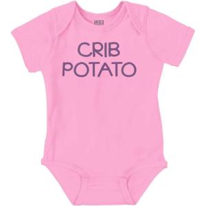 Brisco Brands Crib Couch Potato Lazy Cute Funny Baby Romper Boys or Girls(Pink)