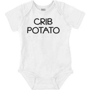 Brisco Brands Crib Couch Potato Lazy Cute Funny Baby Romper Boys or Girls(White)