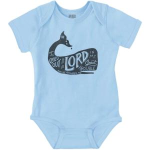 Brisco Brands Cried Out To The Lord He Answered Baby Romper Boys or Girls(Light Blue)