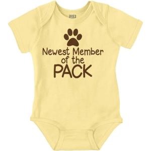 Brisco Brands Cute Member of the Pack Paw Print Baby Romper Boys or Girls(Banana)