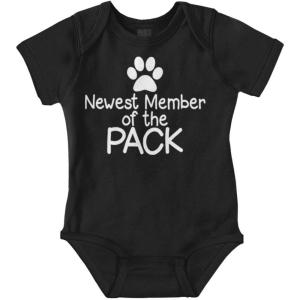 Brisco Brands Cute Member of the Pack Paw Print Baby Romper Boys or Girls(Black)