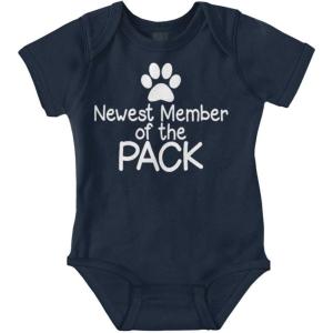 Brisco Brands Cute Member of the Pack Paw Print Baby Romper Boys or Girls(Navy)