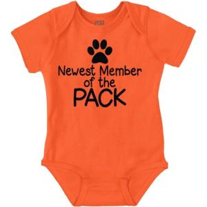 Brisco Brands Cute Member of the Pack Paw Print Baby Romper Boys or Girls(Orange)