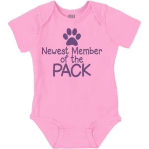 Brisco Brands Cute Member of the Pack Paw Print Baby Romper Boys or Girls(Pink)