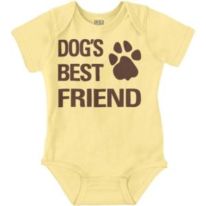 Brisco Brands Dogs Mans Best Friend Cute Baby Romper Boys or Girls(Banana)