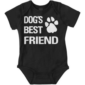 Brisco Brands Dogs Mans Best Friend Cute Baby Romper Boys or Girls(Black)