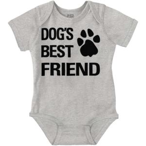 Brisco Brands Dogs Mans Best Friend Cute Baby Romper Boys or Girls(Heather)