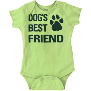 Brisco Brands Dogs Mans Best Friend Cute Baby Romper Boys or Girls(Key Lime)