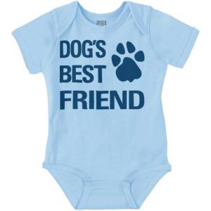 Brisco Brands Dogs Mans Best Friend Cute Baby Romper Boys or Girls(Light Blue)