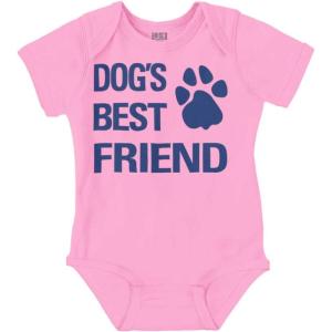 Brisco Brands Dogs Mans Best Friend Cute Baby Romper Boys or Girls(Pink)