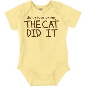 Brisco Brands Dont Look At Me The Cat Did It Baby Romper Boys or Girls(Banana)