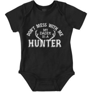 Brisco Brands Don’t Mess With Me Daddy’s A Hunter Baby Bodysuit Jumper Girls(Black)