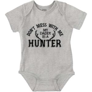 Brisco Brands Don’t Mess With Me Daddy’s A Hunter Baby Bodysuit Jumper Girls(Heather)