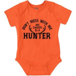 Brisco Brands Don’t Mess With Me Daddy’s A Hunter Baby Bodysuit Jumper Girls(Orange)