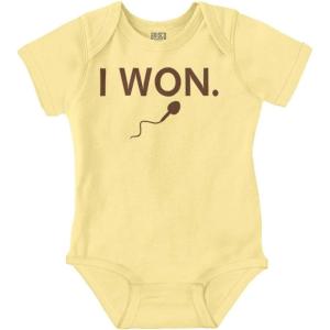 Brisco Brands Funny I Won Little Swimmers Race Baby Romper Boys or Girls(Banana)