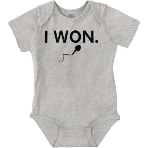 Brisco Brands Funny I Won Little Swimmers Race Baby Romper Boys or Girls(Heather)
