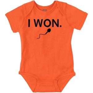 Brisco Brands Funny I Won Little Swimmers Race Baby Romper Boys or Girls(Orange)