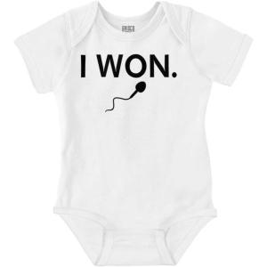 Brisco Brands Funny I Won Little Swimmers Race Baby Romper Boys or Girls(White)