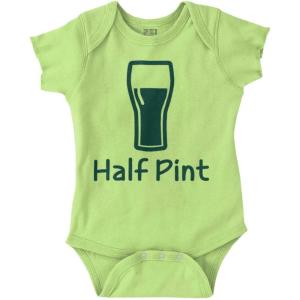 Brisco Brands Half Pint Milk Bottle Humor Dad Joke Baby Romper Boys or Girls(Key Lime)