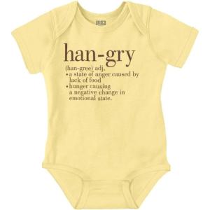Brisco Brands Hangry Definition Angry Foodie Baby Romper Boys or Girls(Banana)
