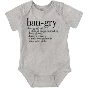 Brisco Brands Hangry Definition Angry Foodie Baby Romper Boys or Girls(Heather)