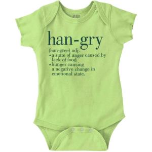Brisco Brands Hangry Definition Angry Foodie Baby Romper Boys or Girls(Key Lime)