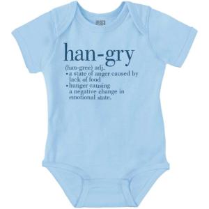 Brisco Brands Hangry Definition Angry Foodie Baby Romper Boys or Girls(Light Blue)