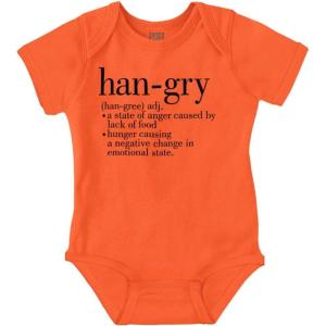 Brisco Brands Hangry Definition Angry Foodie Baby Romper Boys or Girls(Orange)
